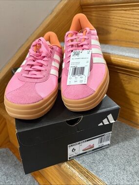 adidas VL Court Bold Pink with Cream Stripes and Gum Sole